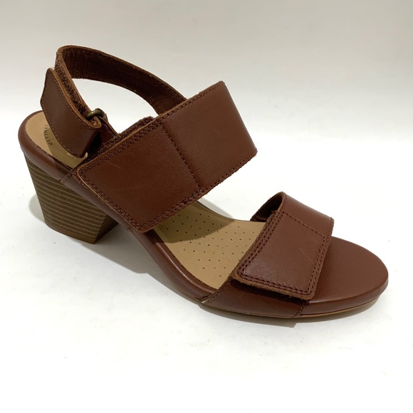 Clarks Women's Lorene Bright Brown Leather Block Heel Ankle strap Sandals 7.5 - Picture 8 of 12